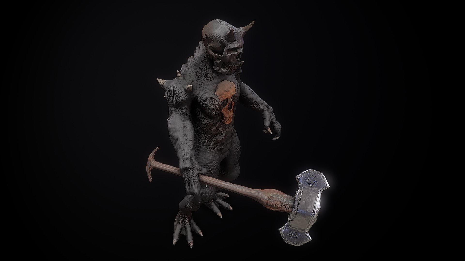 Monster hunter skull character fantasy  3D model_4