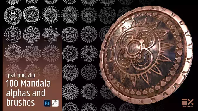 100 Mandala 3d brushes and alphas