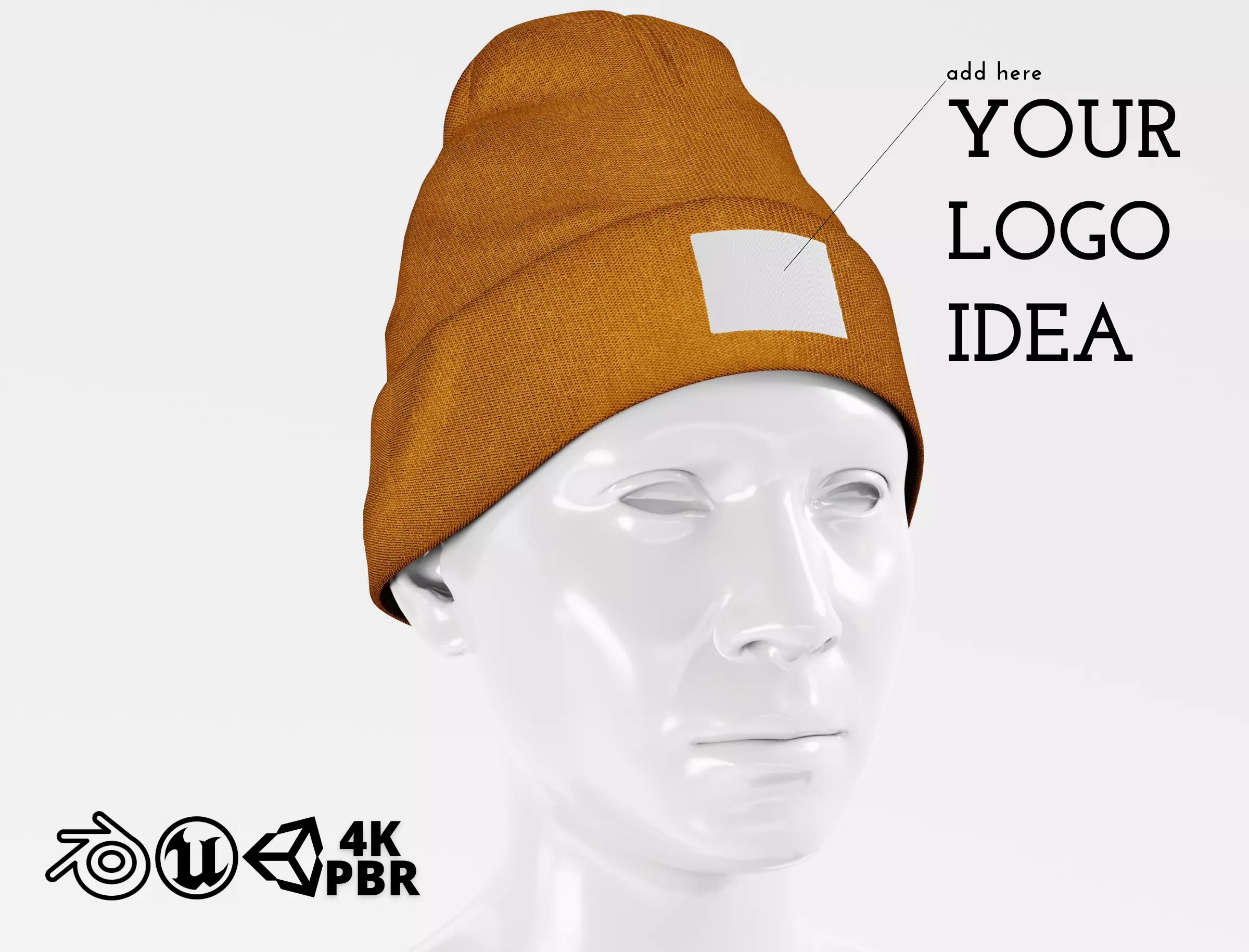 Beanie Hat Cap Winter - Brown PBR Low-poly 3D model