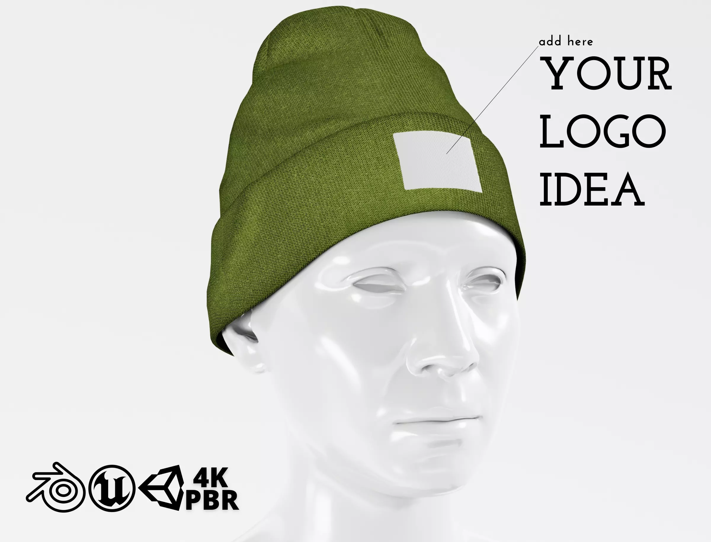 Beanie Hat Cap Winter - Green PBR Low-poly 3D model