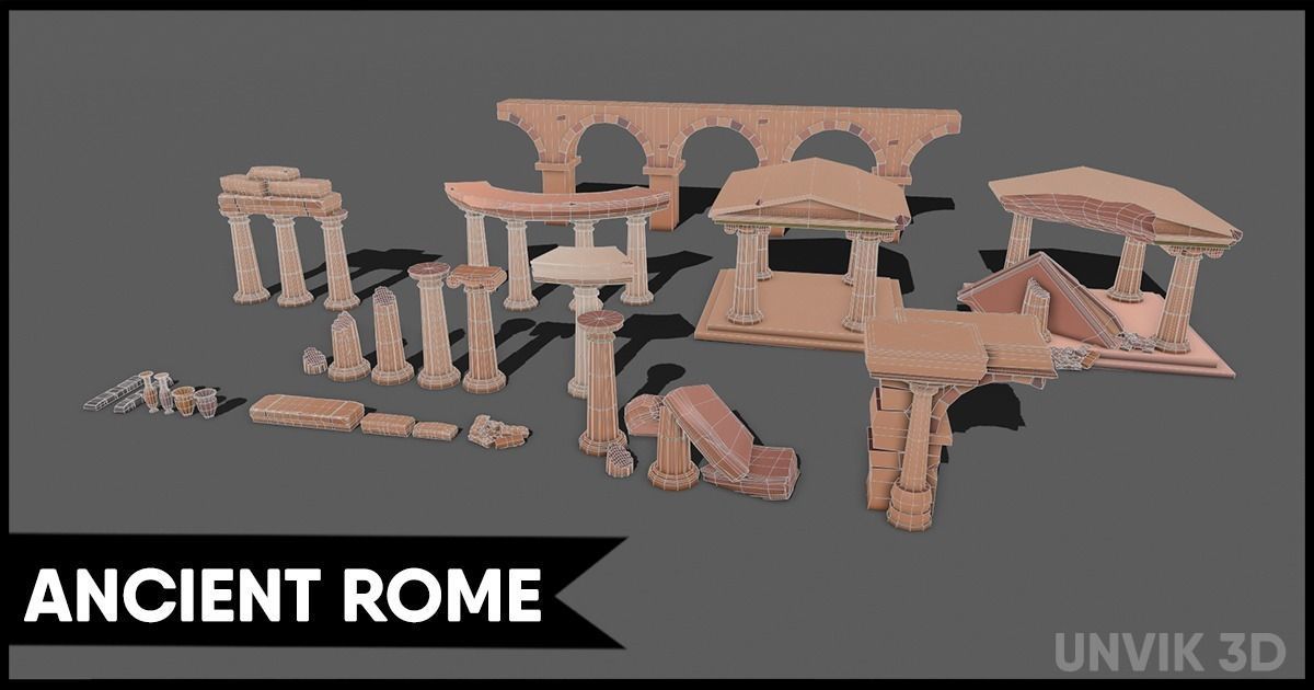 Ancient Roman Architecture Low-poly 3D model_2