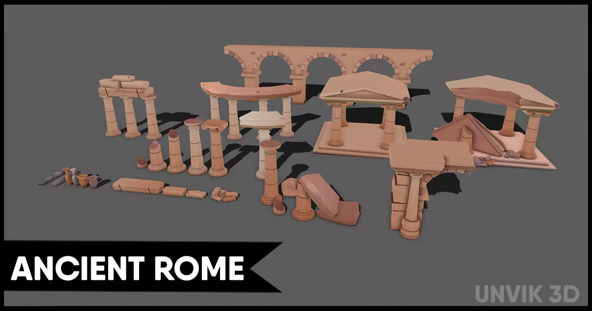 Ancient Roman Architecture Low-poly 3D model_0