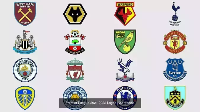 Premier League 2021 2022 Logos 3D Model Collection