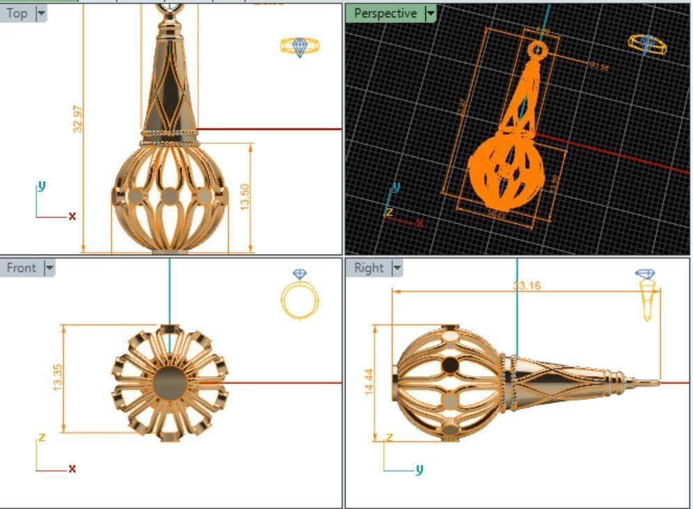 Pendant with Ball  3D print model_2