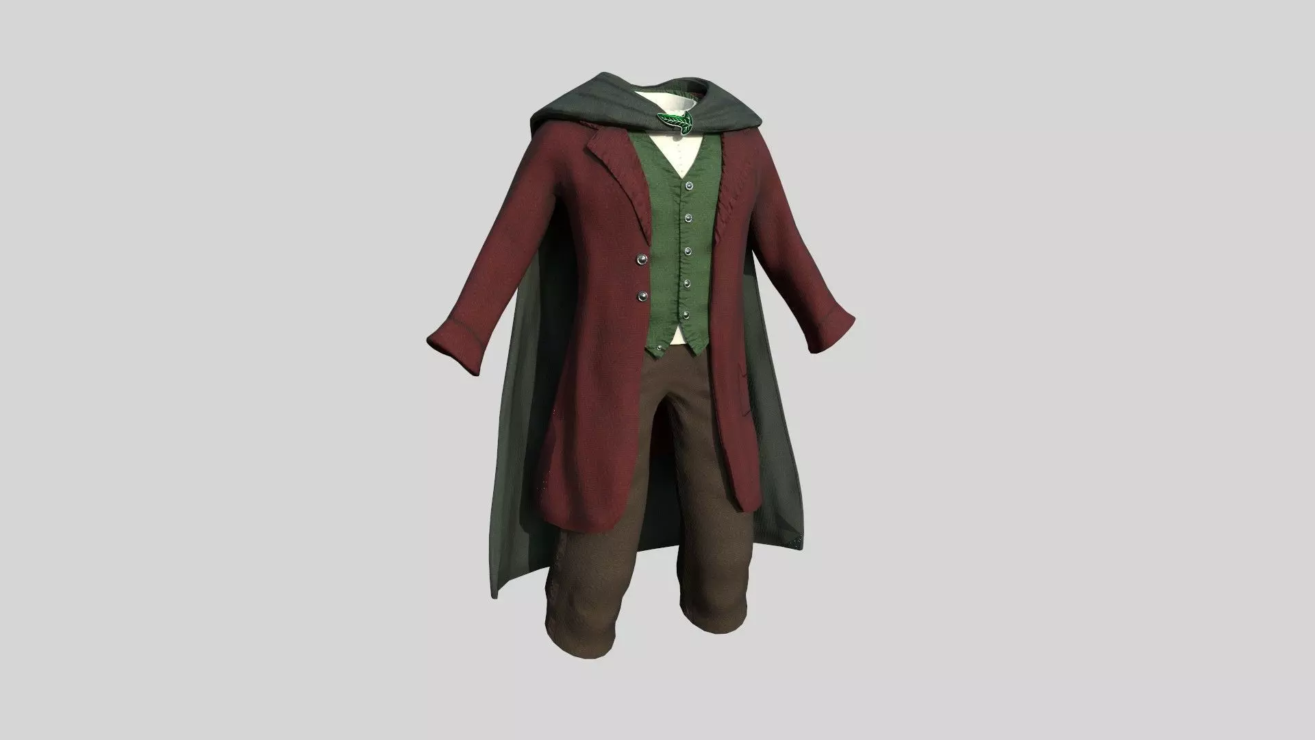 Hobbit Outfit 01 Red - Character Design Fashion Low-poly 3D model_0