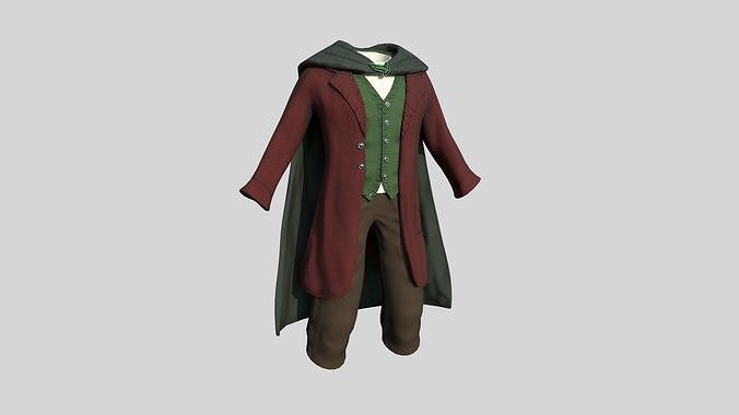 Hobbit Outfit 01 Red - Character Design Fashion Low-poly 3D model
