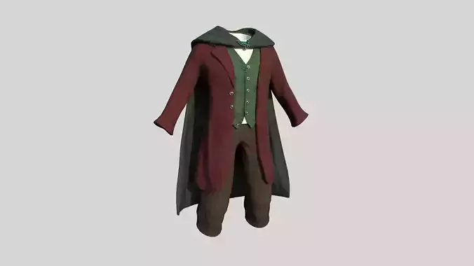 Hobbit Outfit 01 Red - Character Design Fashion Low-poly 3D model