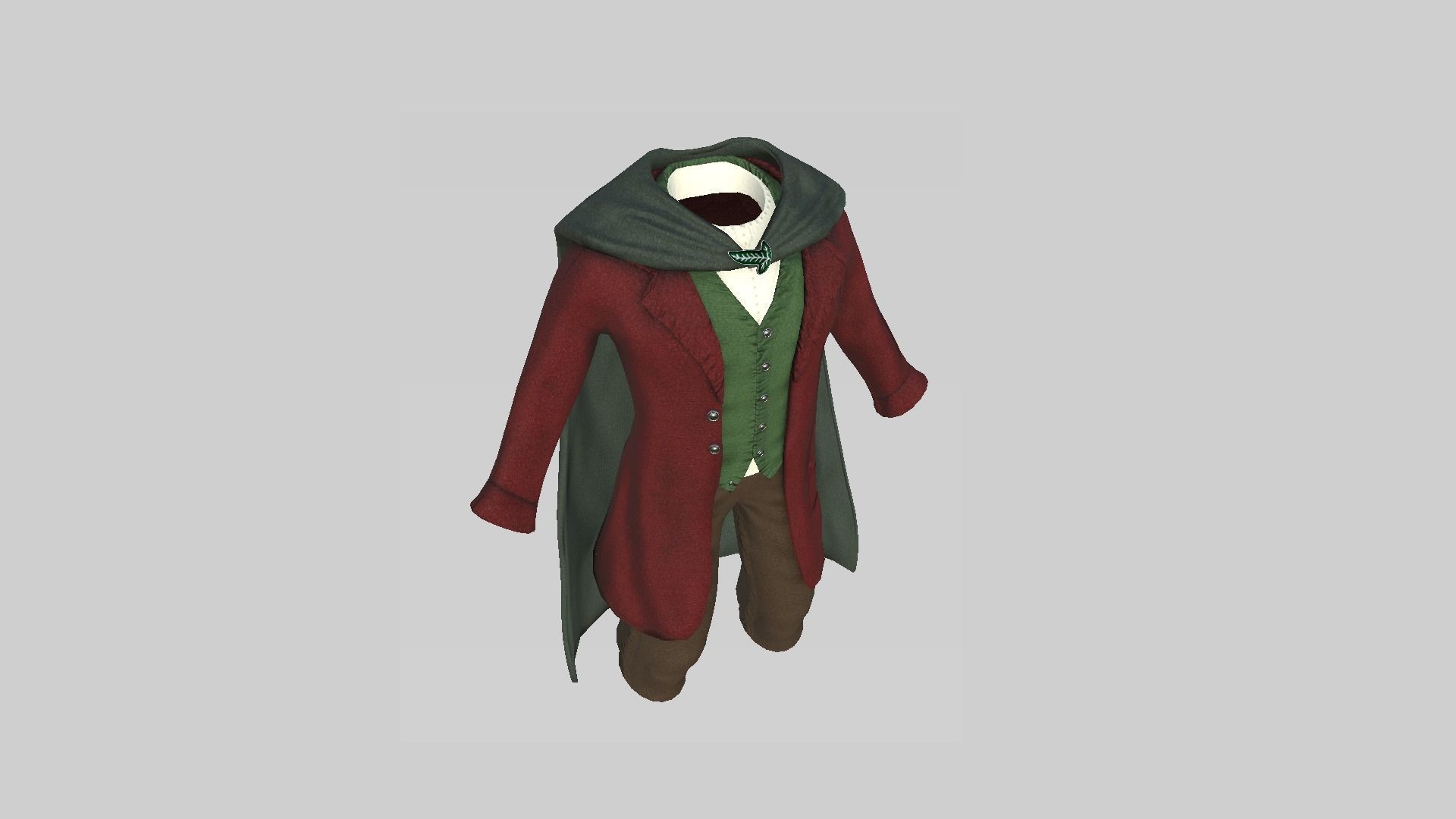 Hobbit Outfit 01 Red - Character Design Fashion Low-poly 3D model_2