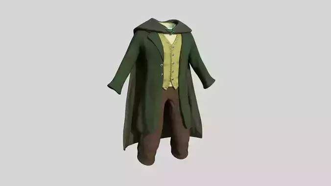 Hobbit Outfit 02 Green - Character Design Fashion Low-poly 3D model