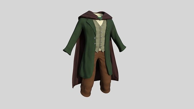 Hobbit Outfit 03 Red Green - Character Design Fashion Low-poly 3D model