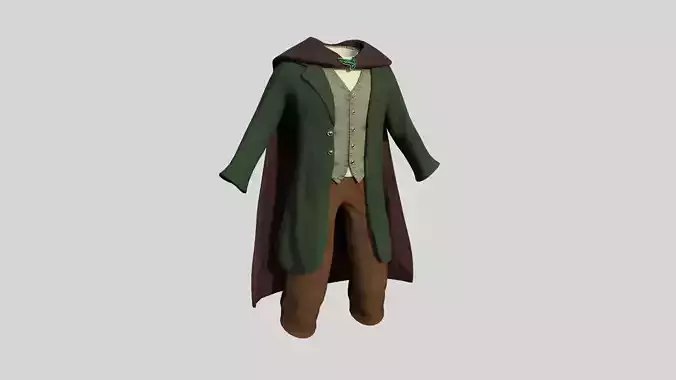 Hobbit Outfit 03 Red Green - Character Design Fashion Low-poly 3D model