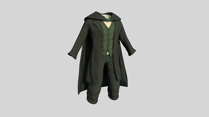 Hobbit Outfit 04 Green Dark - Character Design Fashion Low-poly 3D model
