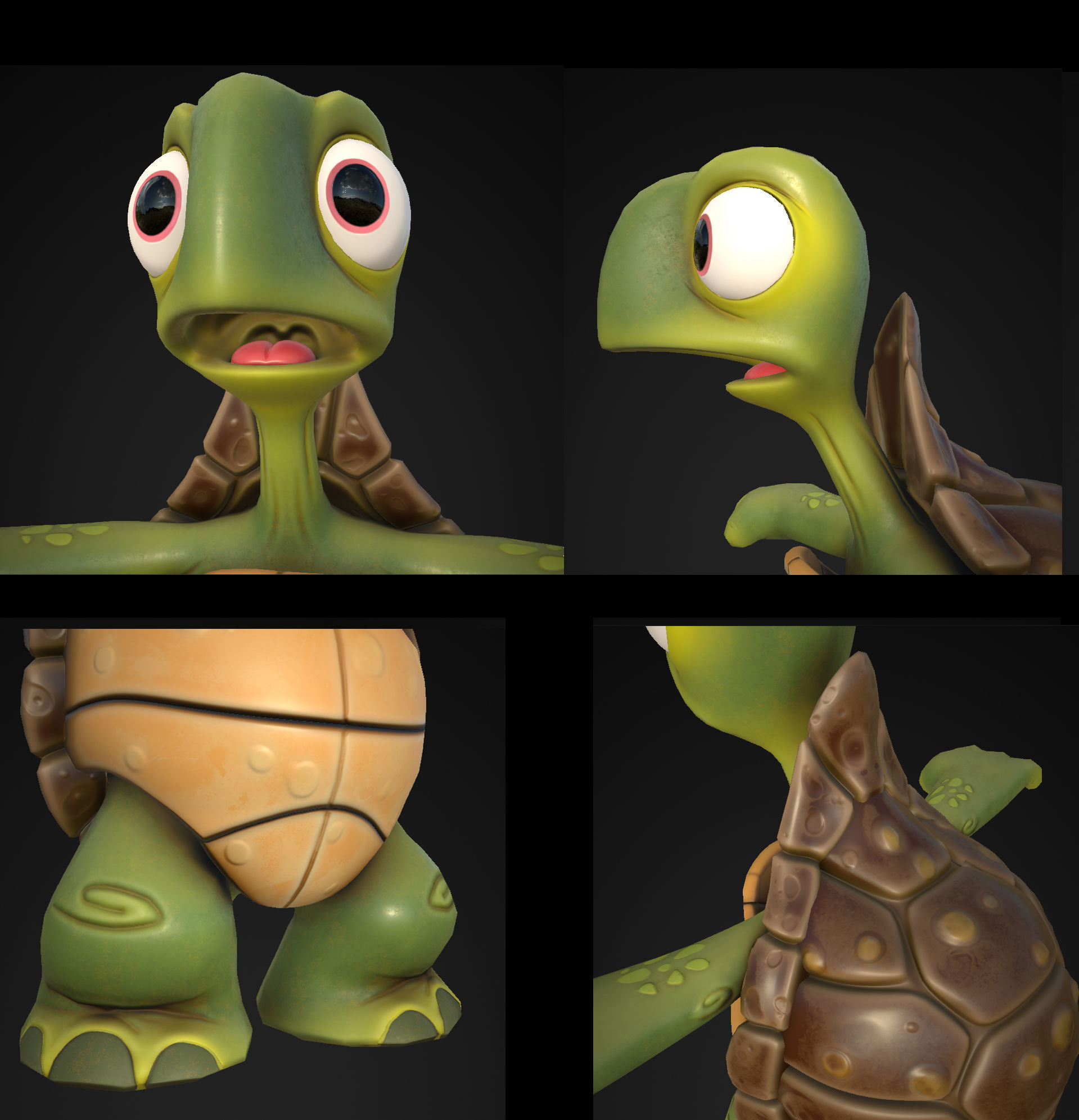 Turtle biped stylized Low-poly 3D model_9