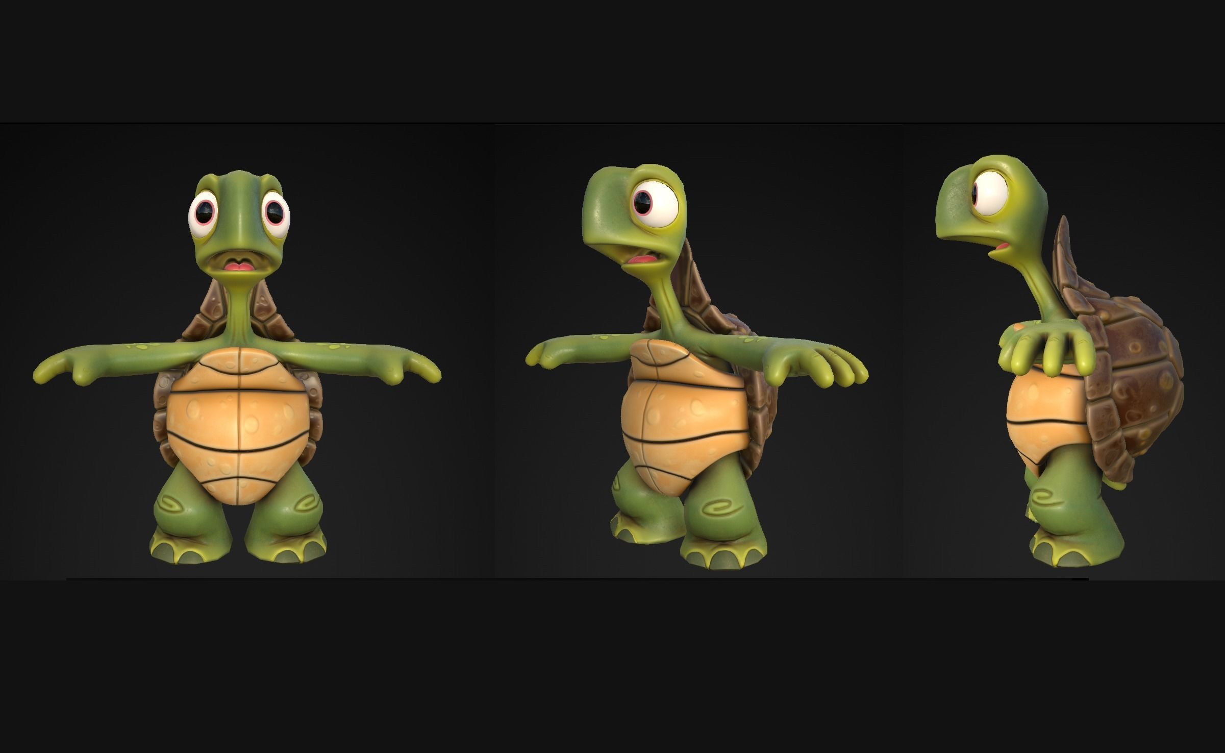 Turtle biped stylized Low-poly 3D model_1
