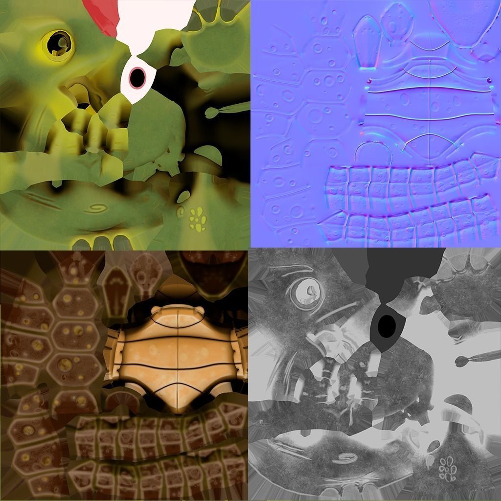 Turtle biped stylized Low-poly 3D model_10