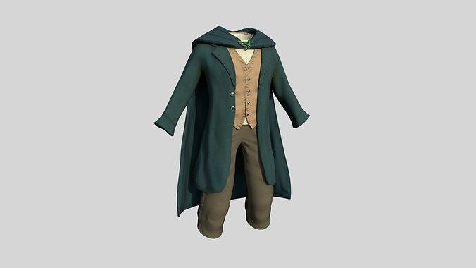 Hobbit Outfit 06 Blue - Character Design Fashion Low-poly 3D model