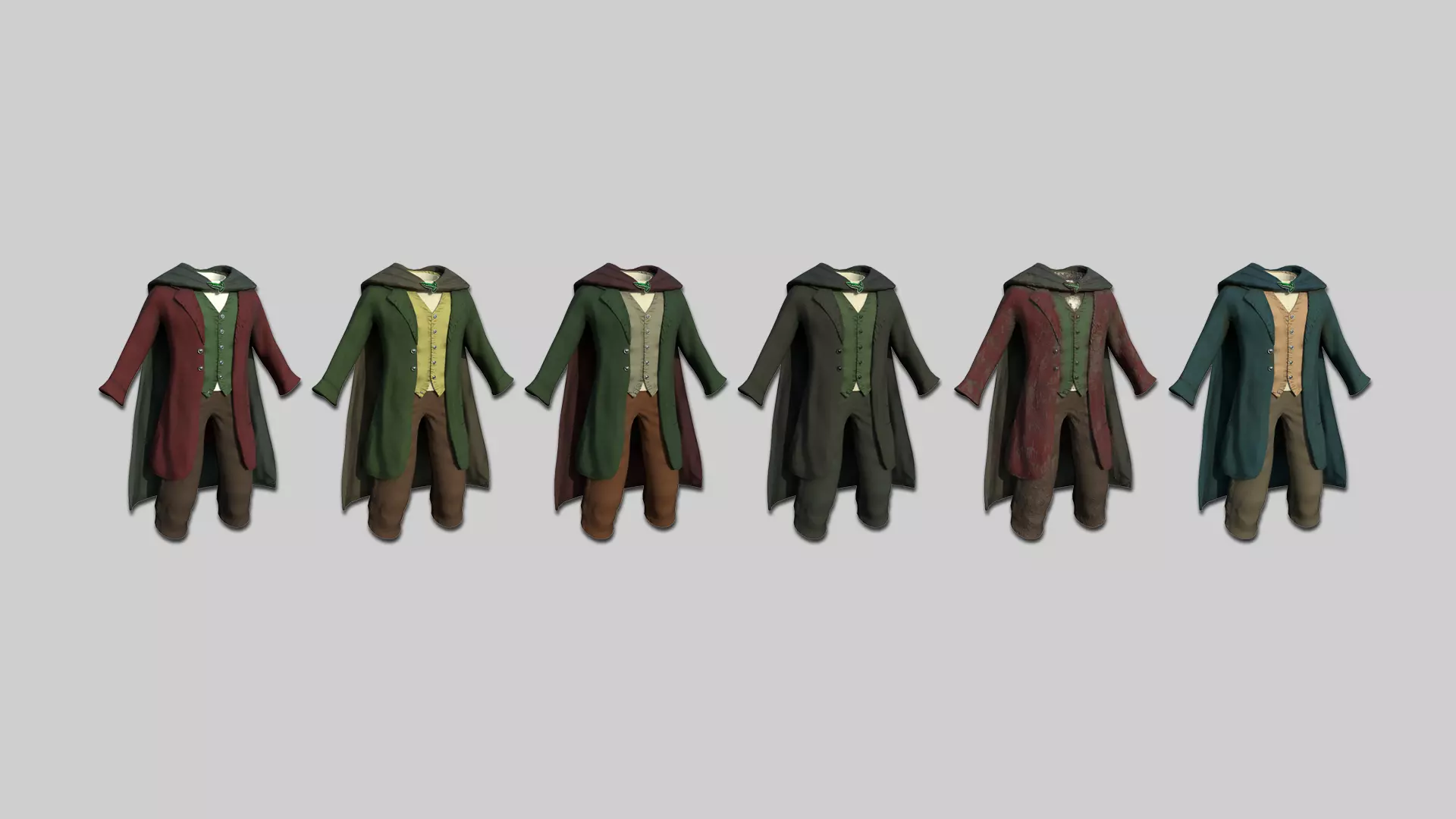 06 Hobbit Outfit Colors - Character Design Fashion 3D Model Collection_0