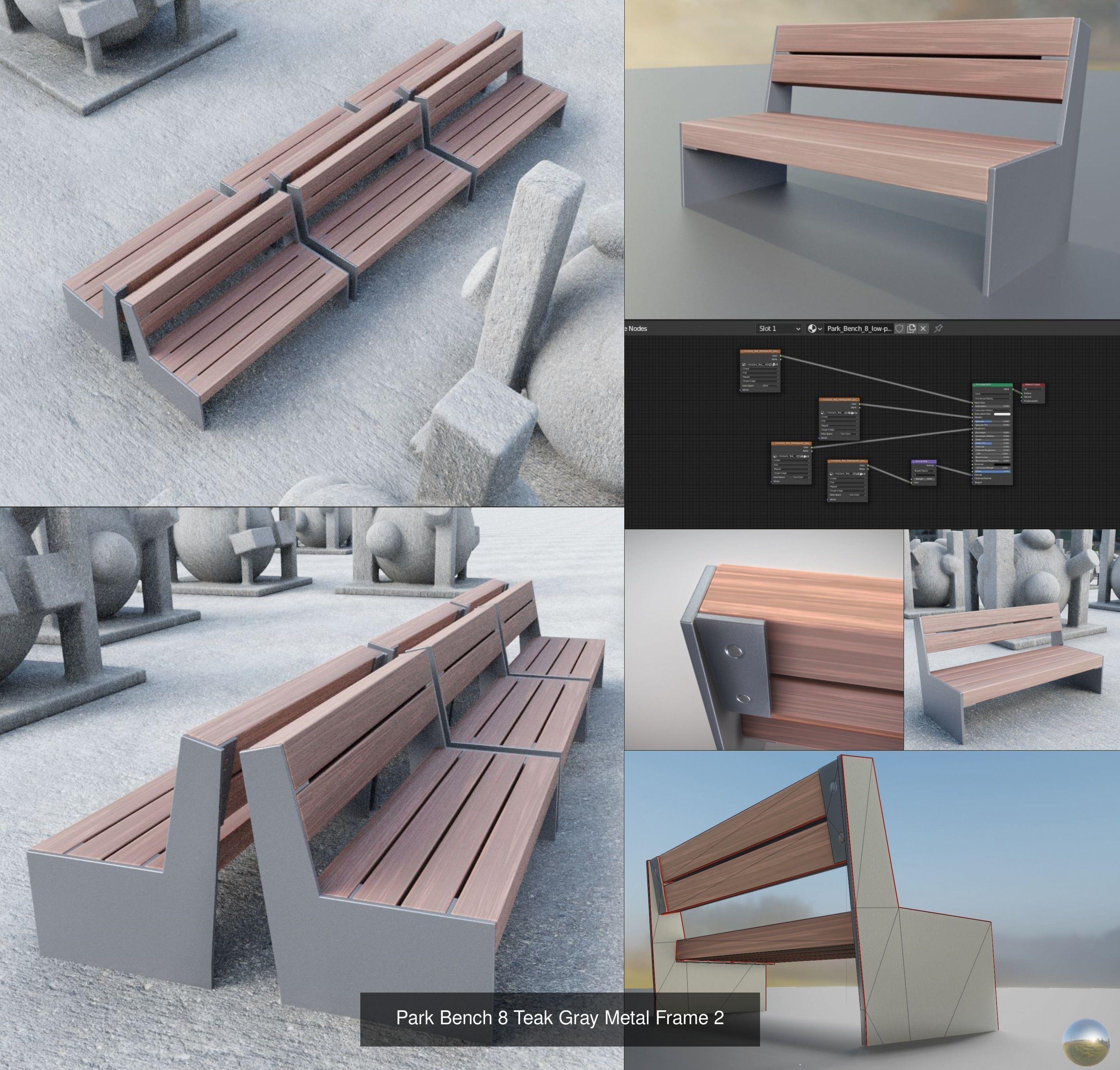 All Type 8 Park Benches 3D Model Collection_1