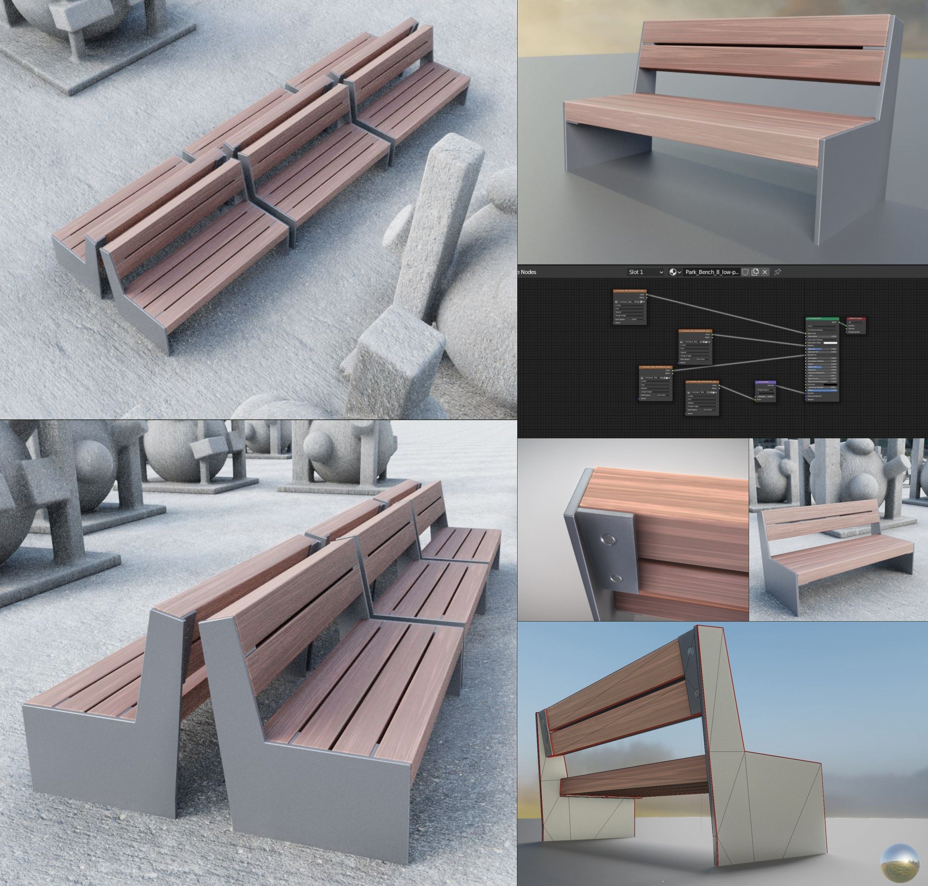 All Type 8 Park Benches 3D Model Collection_63