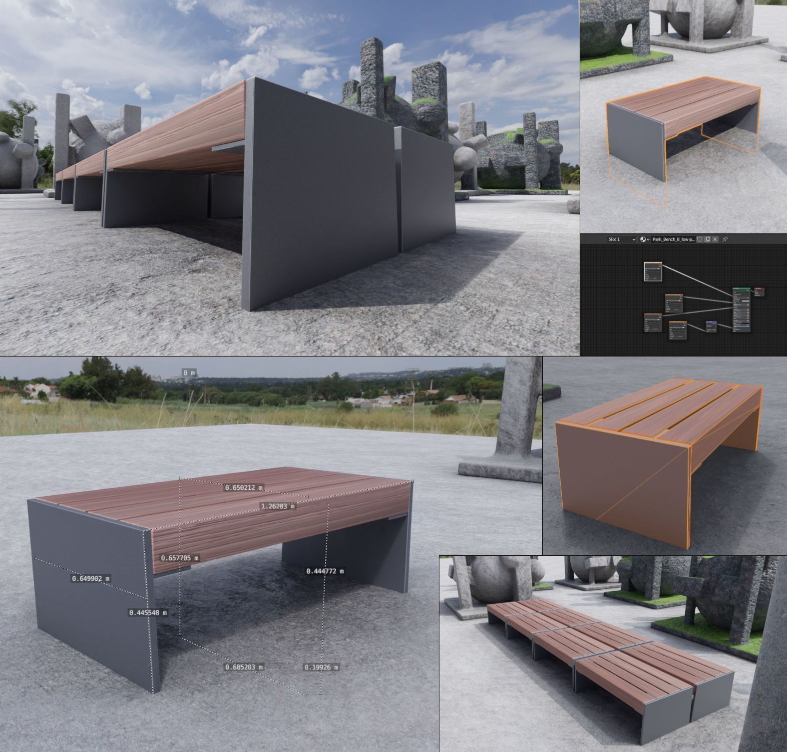 All Type 8 Park Benches 3D Model Collection_37