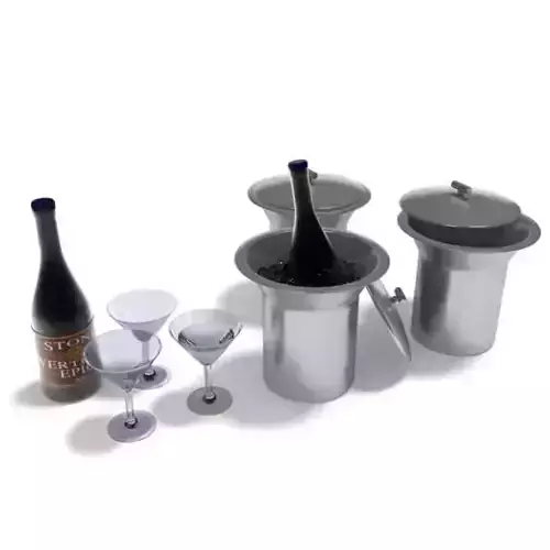 Bar Set Glasses Buckets Beverages Ice