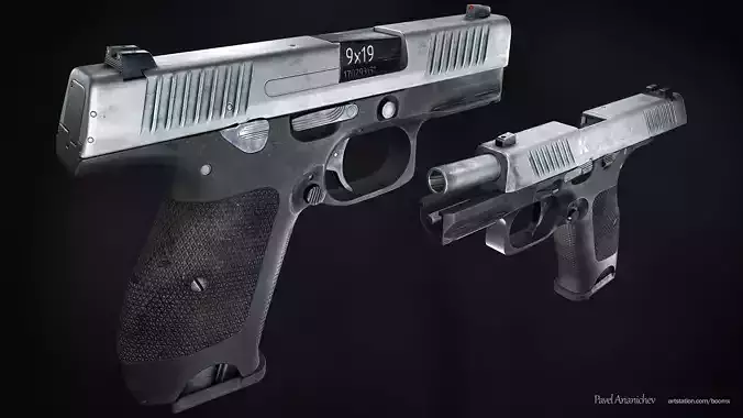 Lebedev Handgun PLK Compact Edition Low-poly 3D model