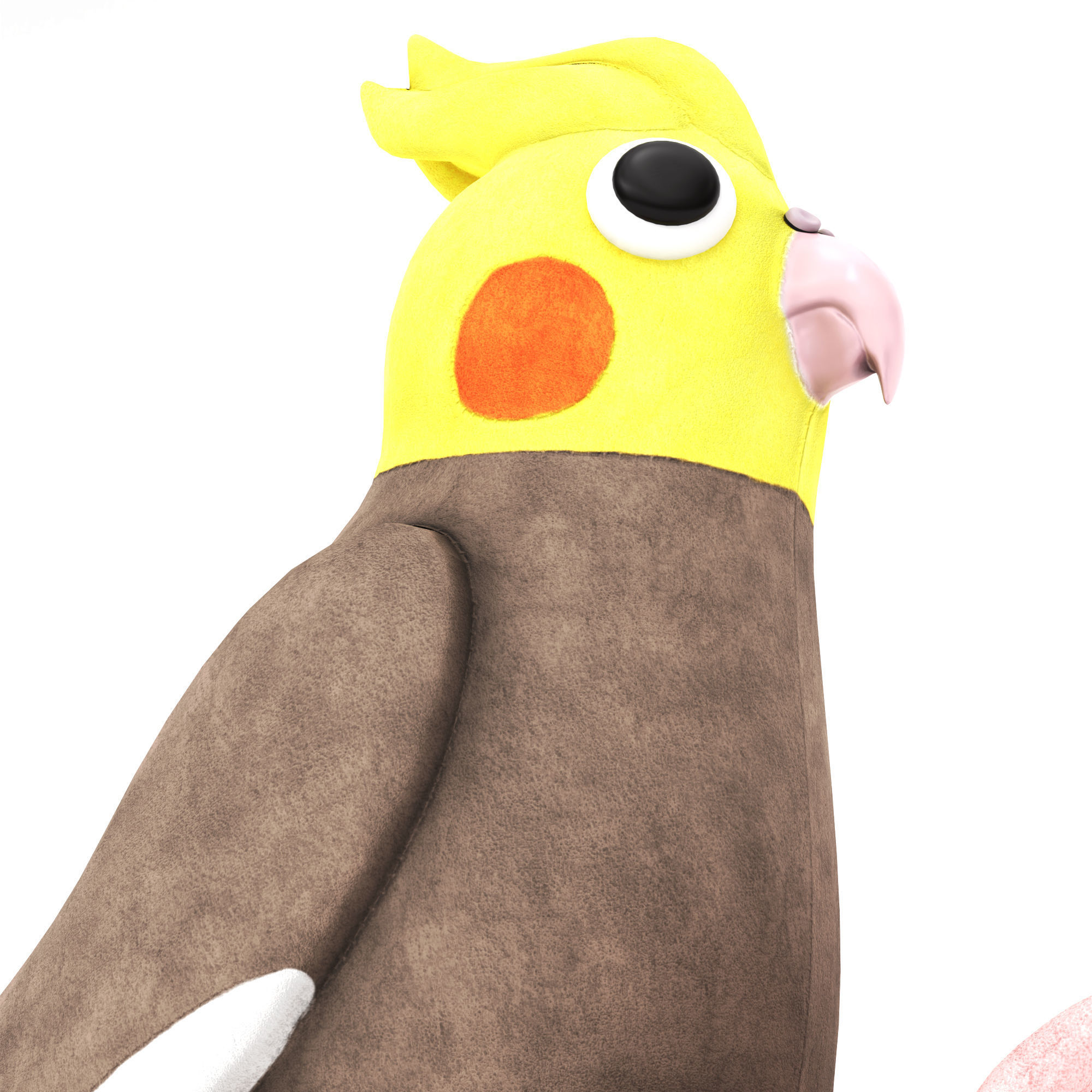 Toy cockatiel parrot Low-poly 3D model_3