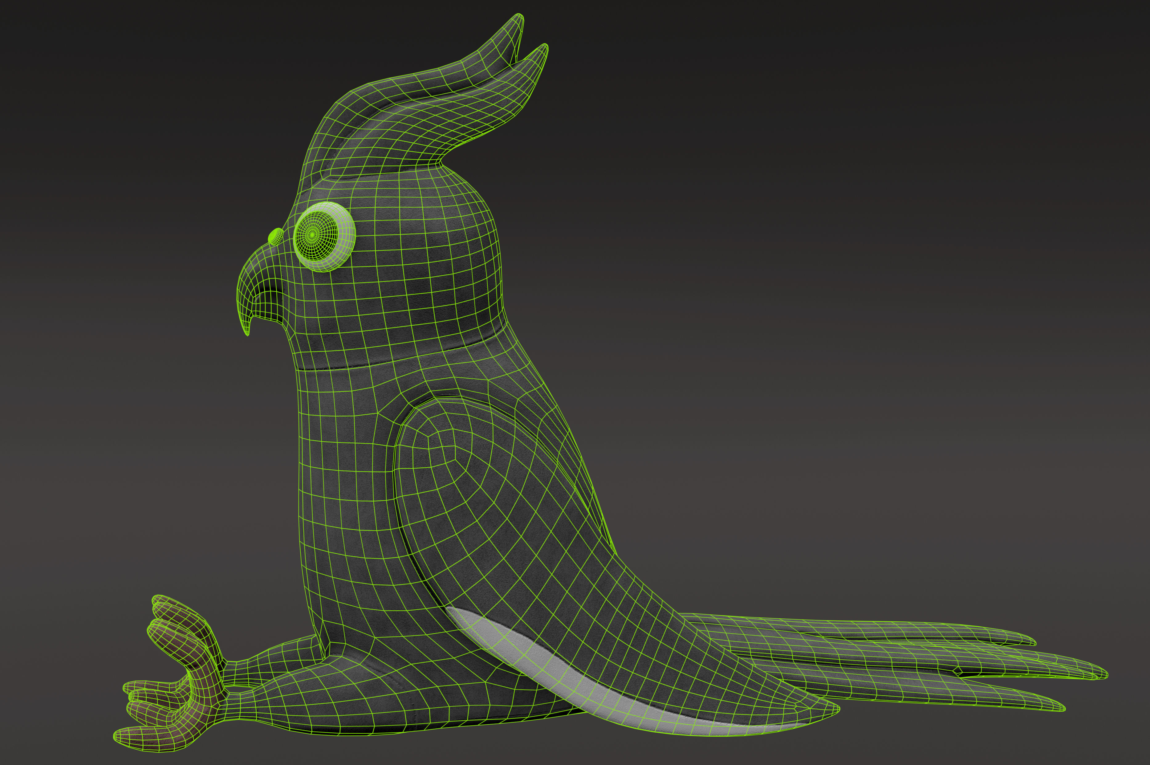 Toy cockatiel parrot Low-poly 3D model_13