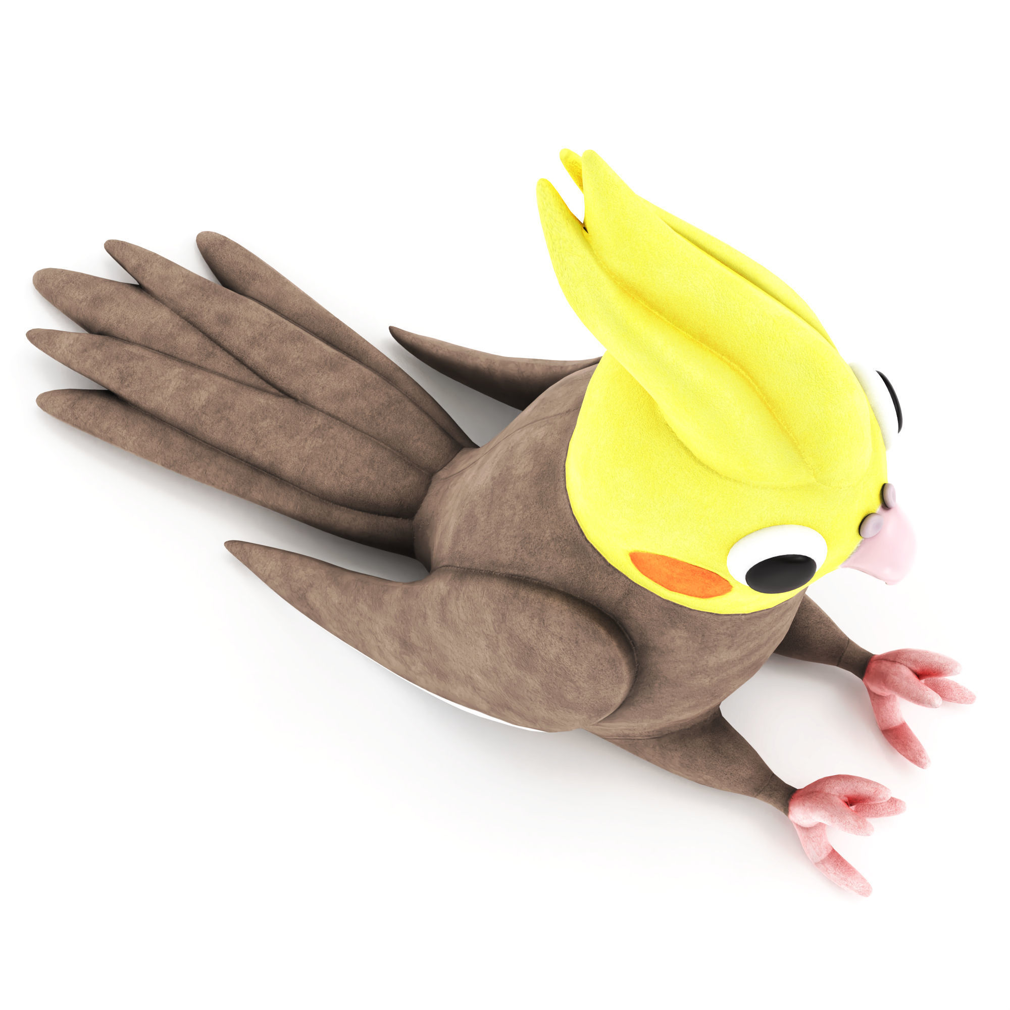 Toy cockatiel parrot Low-poly 3D model_6