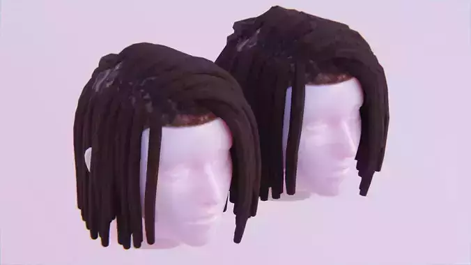 Female Medium Braided Dreads - High and Low Poly Versions Low-poly 3D model