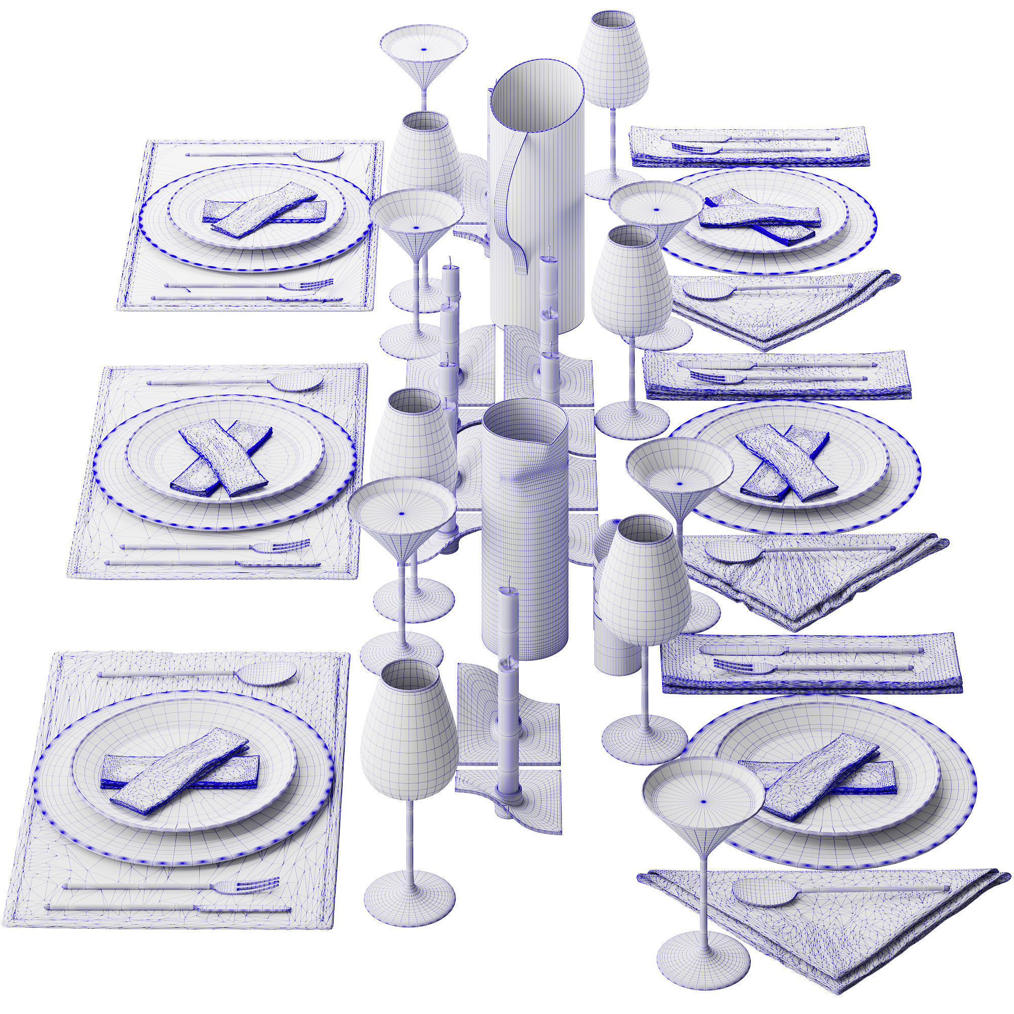 063 Tableware decor set 01 dark matte 3D model_7