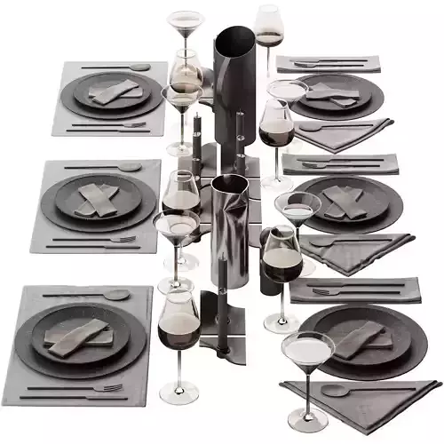063 Tableware decor set 01 dark matte