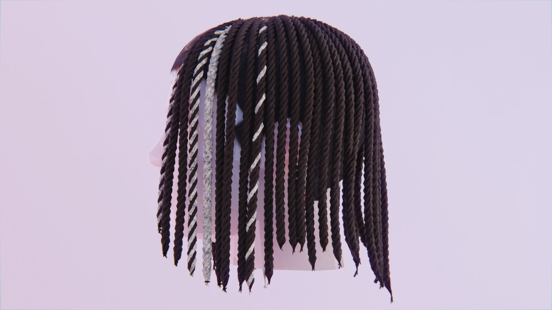 King Von Medium Braided Dreads - Partly Bleached Low-poly 3D model_2