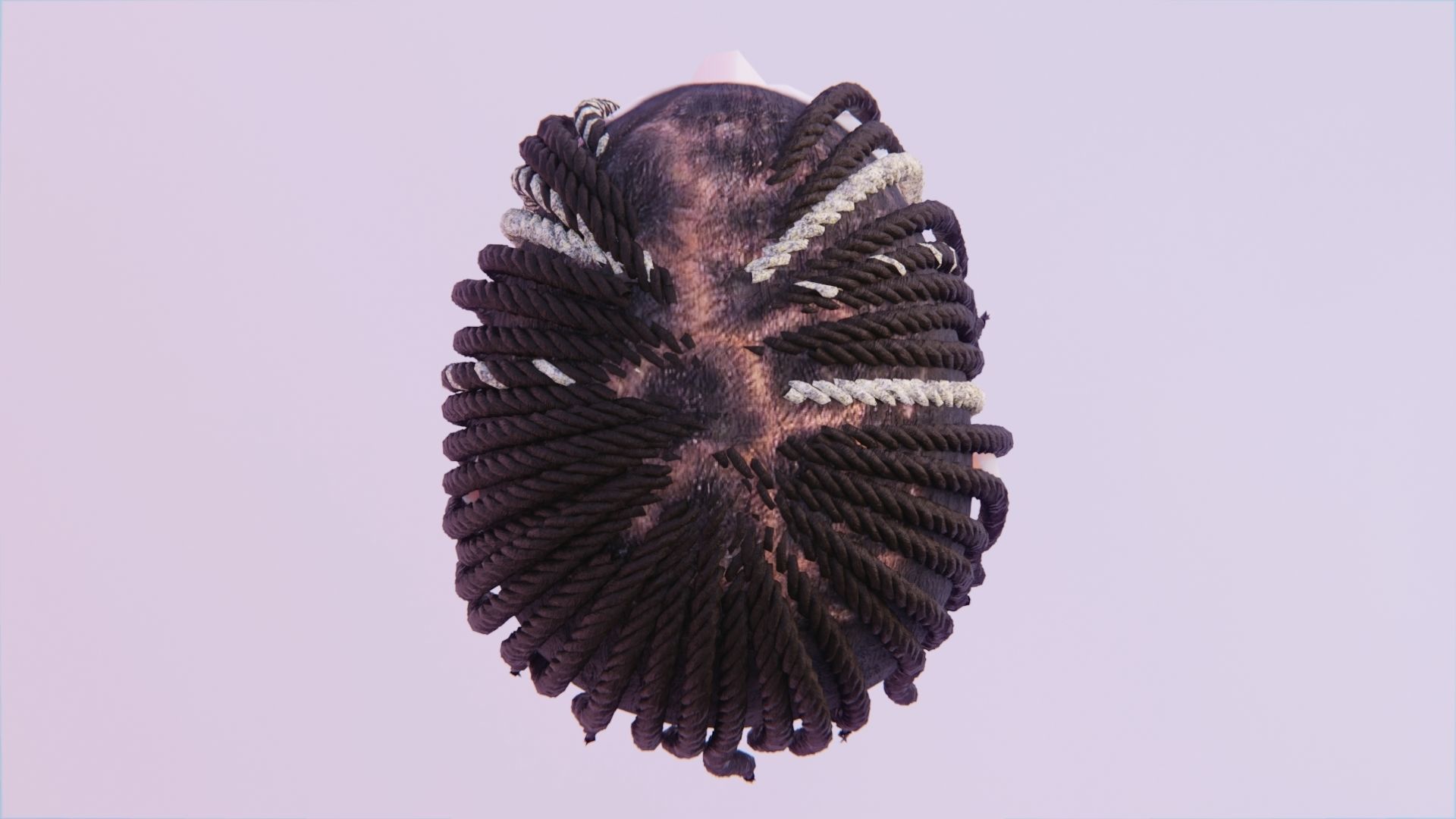 King Von Medium Braided Dreads - Partly Bleached Low-poly 3D model_4