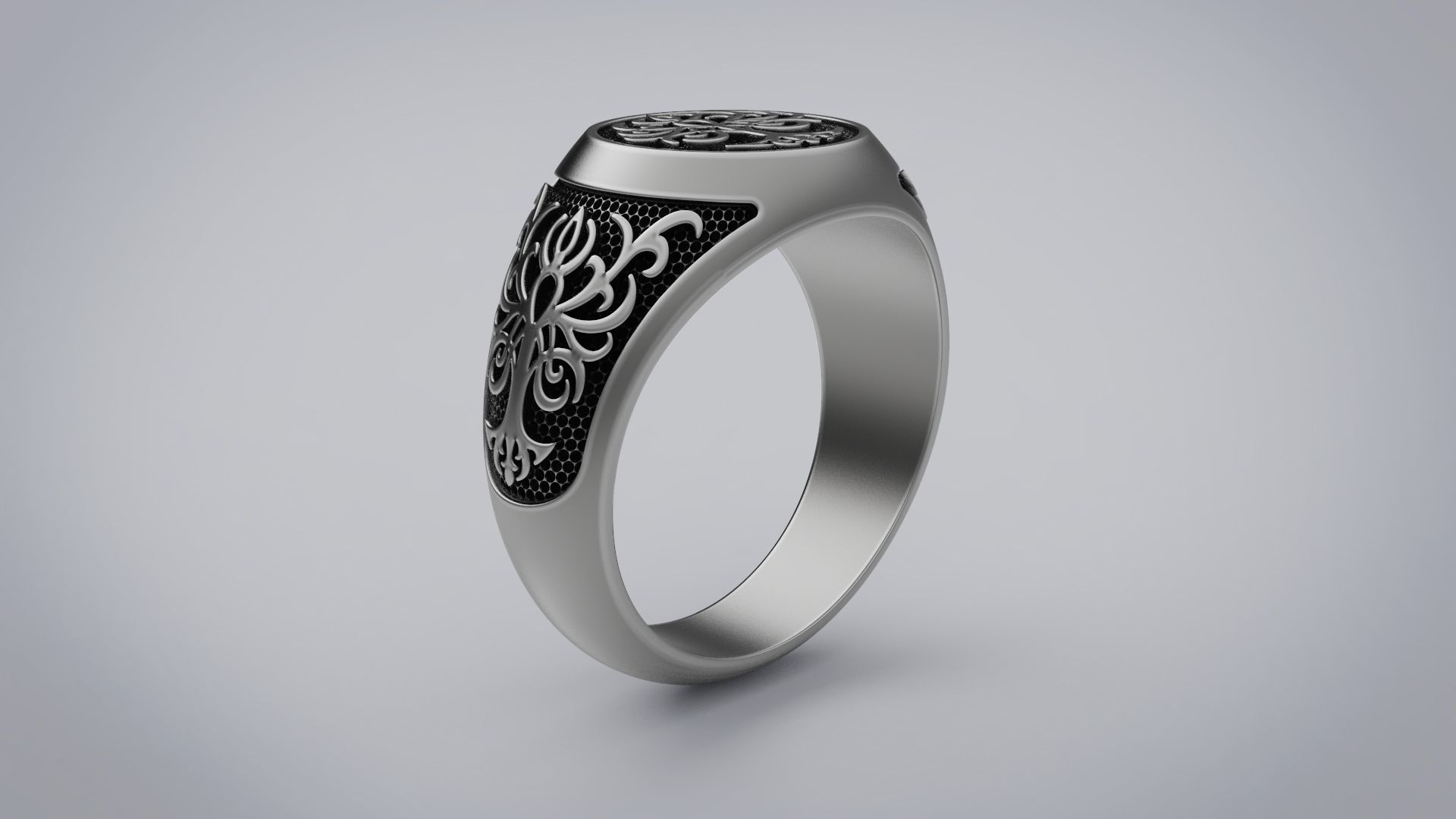 Mens ring with a pattern 3D print model_4