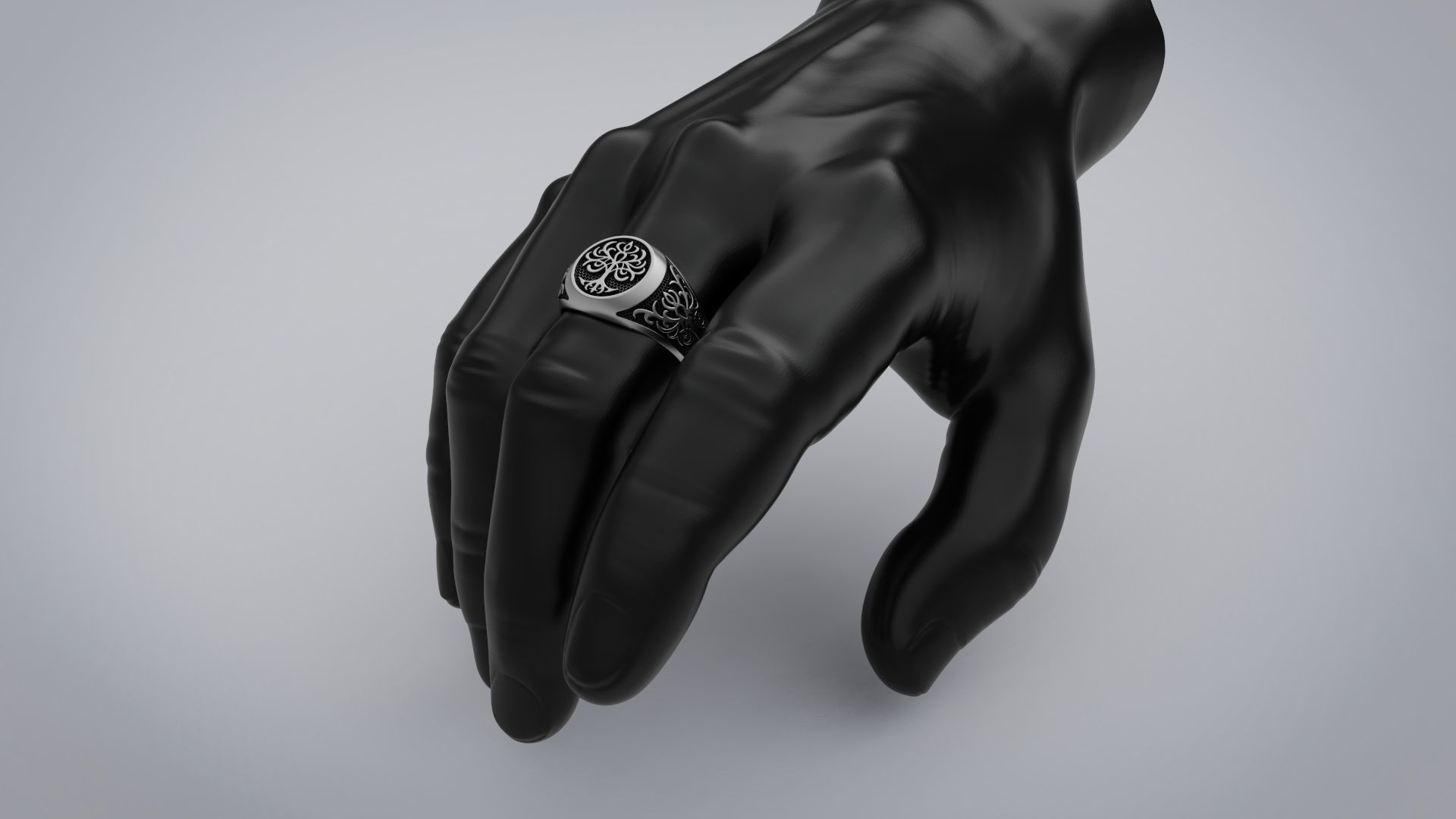 Mens ring with a pattern 3D print model_1