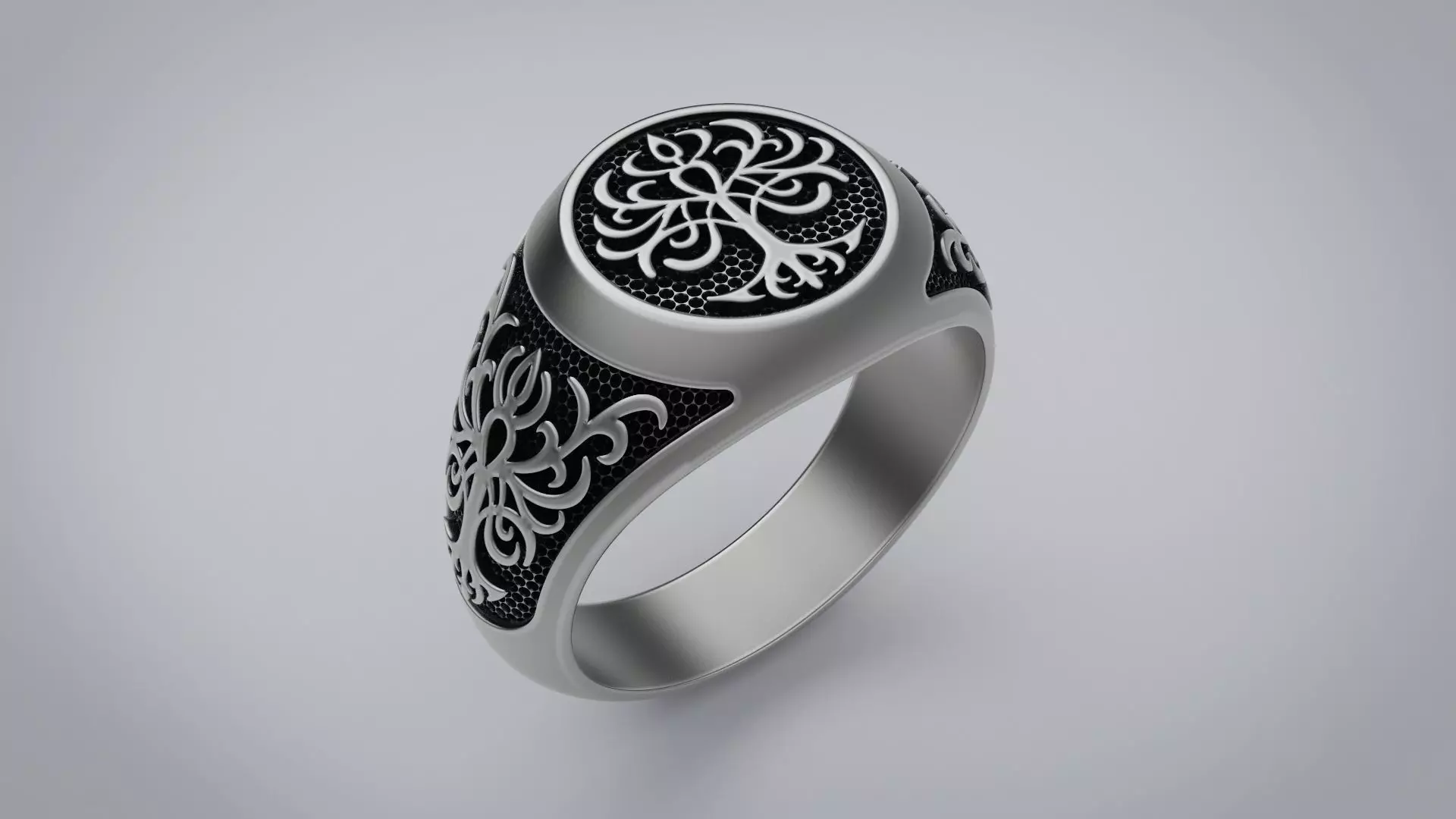 Mens ring with a pattern 3D print model_0