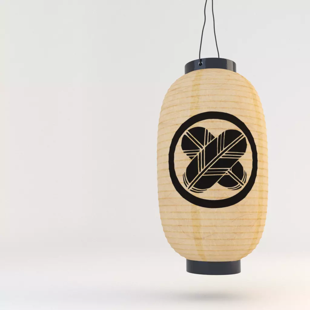 Japanese Lantern - Chochin Takanoha Crest 3D model_0