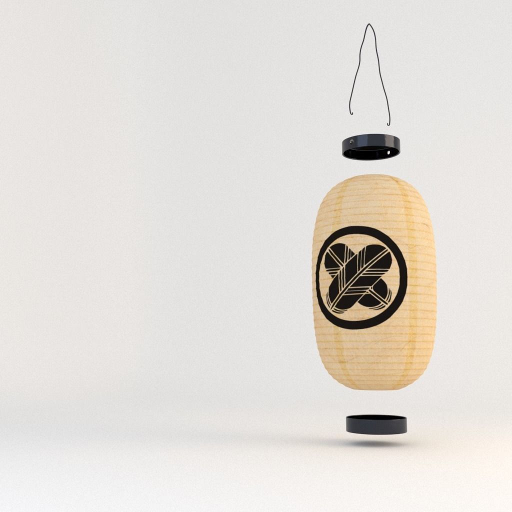 Japanese Lantern - Chochin Takanoha Crest 3D model_5