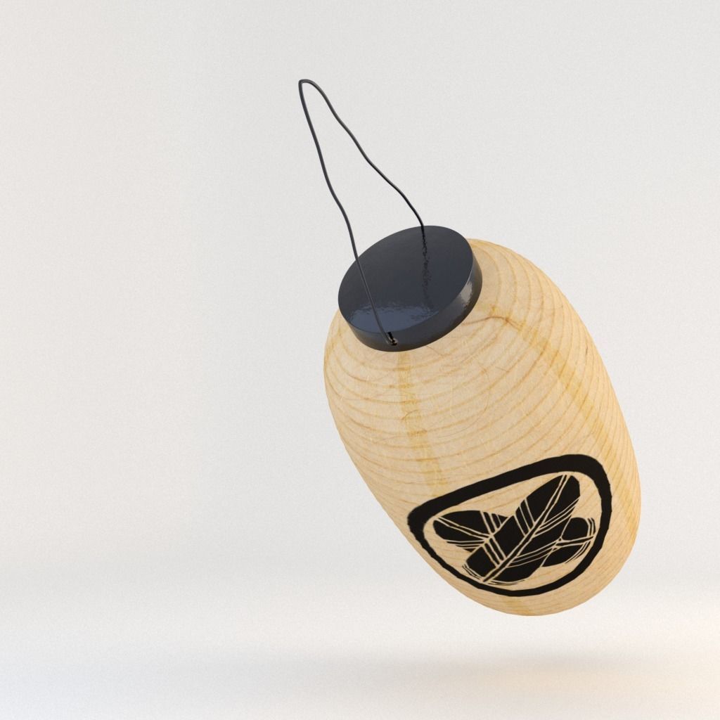Japanese Lantern - Chochin Takanoha Crest 3D model_3