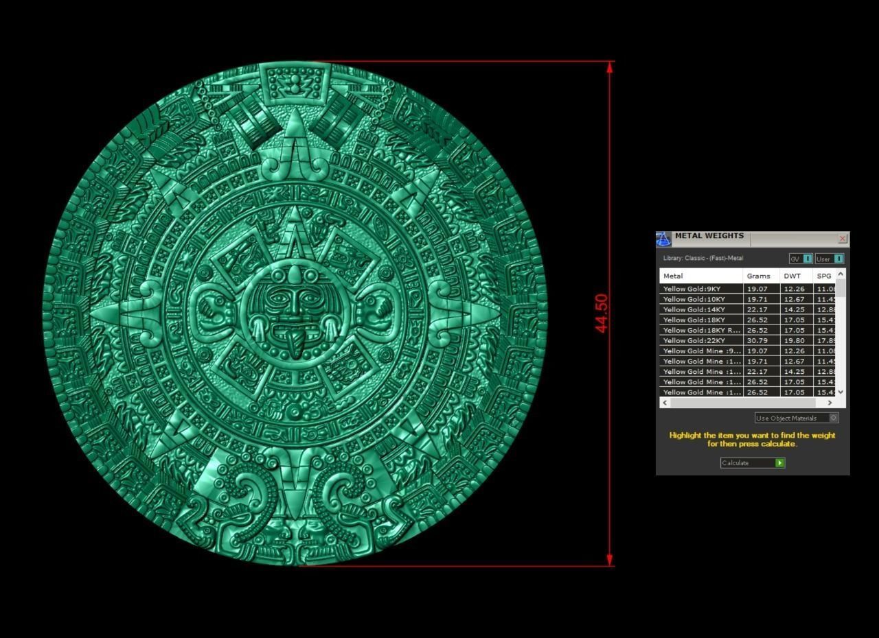 3D Pendnat aztec calendar 3D print model_1