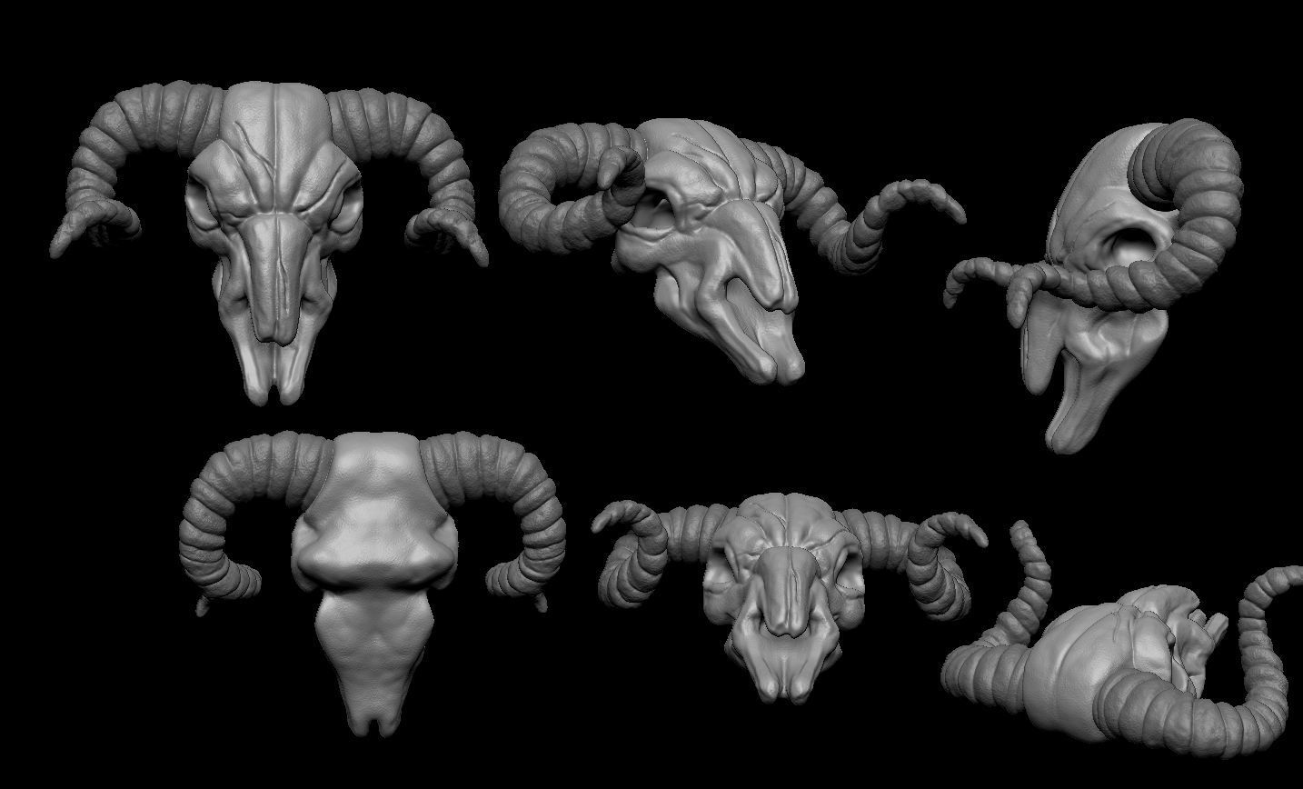 Baphomet Skull Head Stylized 3D print model_6