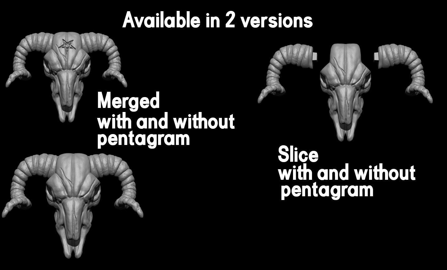 Baphomet Skull Head Stylized 3D print model_1