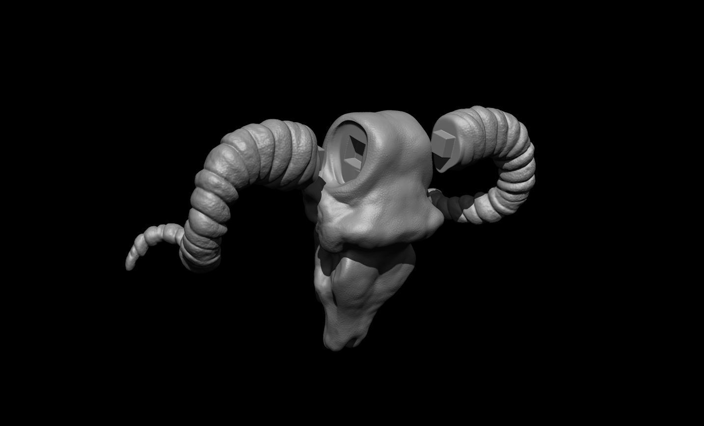 Baphomet Skull Head Stylized 3D print model_9
