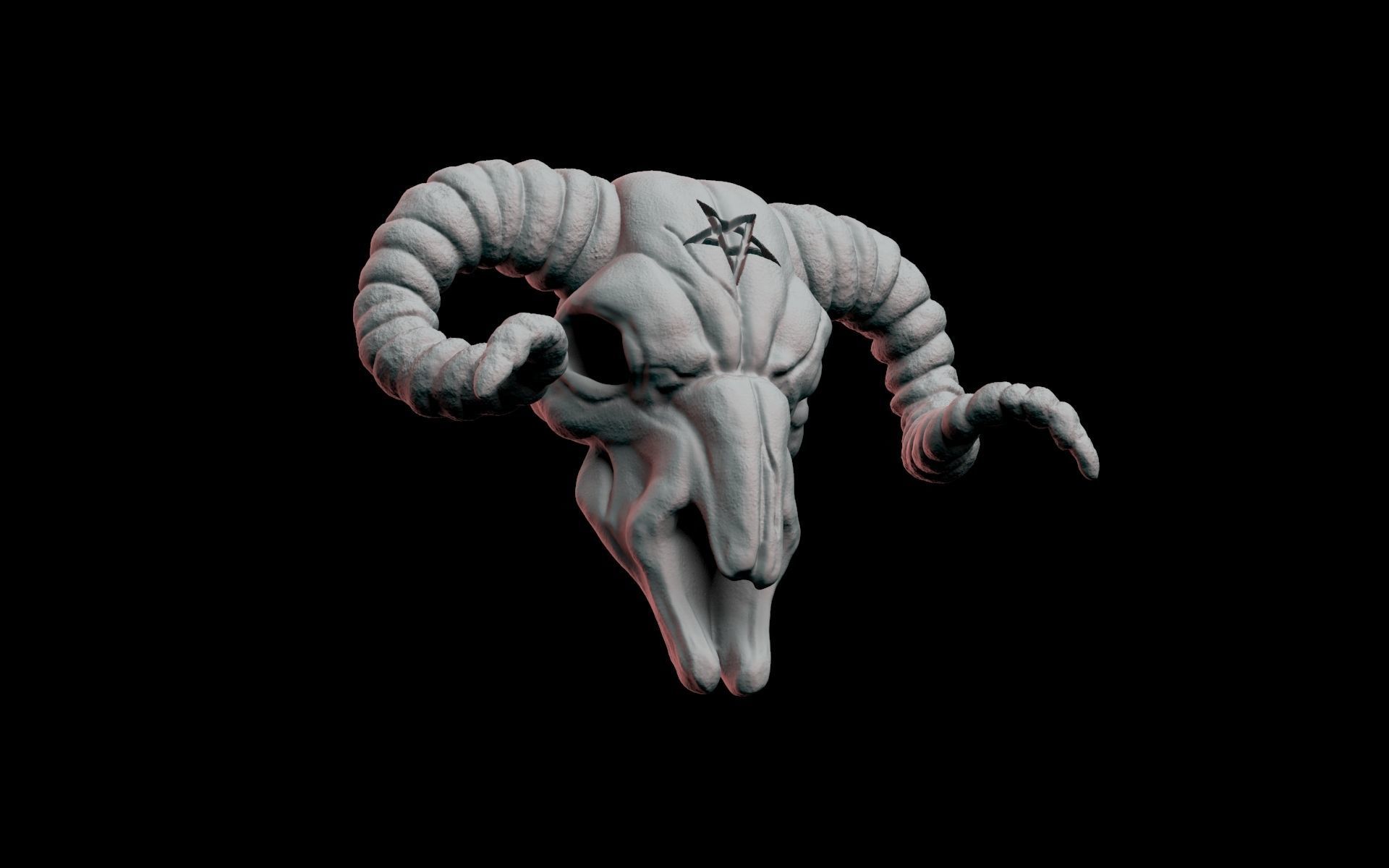 Baphomet Skull Head Stylized 3D print model_4