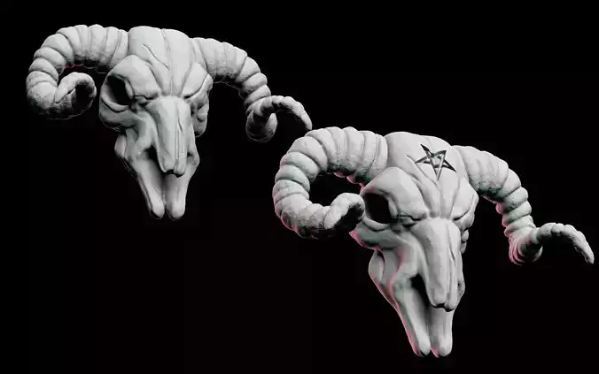 Baphomet Skull Head Stylized 3D print model