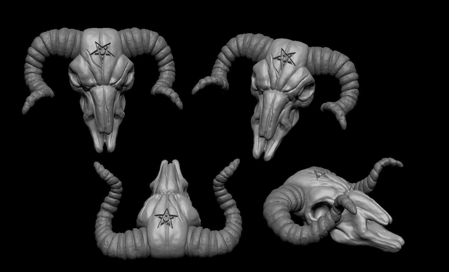 Baphomet Skull Head Stylized 3D print model_5
