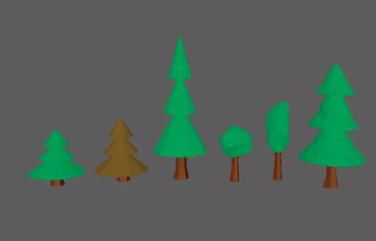 Trees different Free low-poly 3D model_0