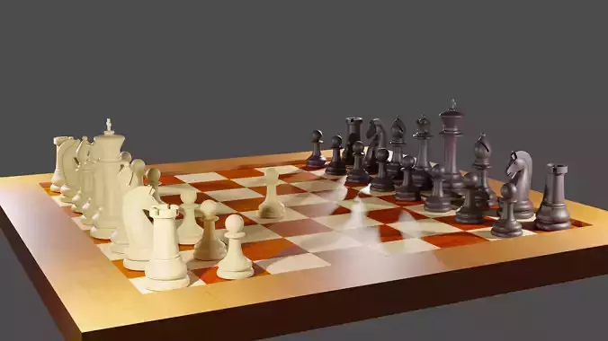 Chess chessboard chess pieces high-poly