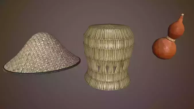 Japanese assets Low-poly 3D model